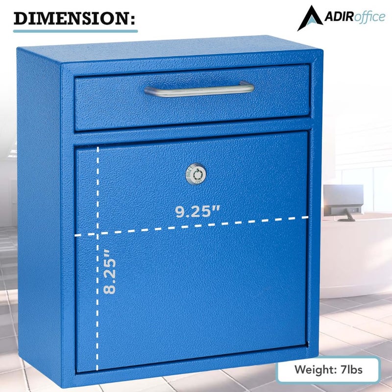 AdirOffice Wall Mount Mailbox - Mailbox with Lock and Keys- Durable Wall Mounted Locking Mailbox and Cash Drop Box for House, Apartments and Bussiness After Hours Deposits - Image 4